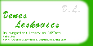 denes leskovics business card